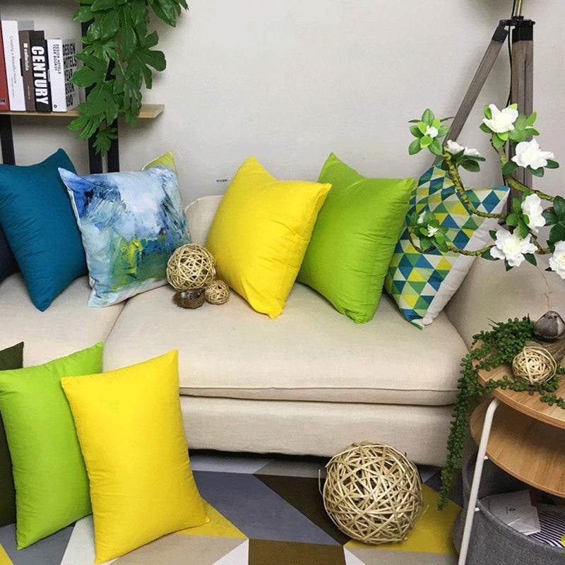 Thmyo 4-Pack 100% Cotton Comfortable Solid Decorative Throw Pillow Case  Square Cushion Cover Pillowcase Sublimation Blank Pillow Covers Spring DIY Throw Pillowcases(18x18inch/45x45cm Light Green) - Image 2